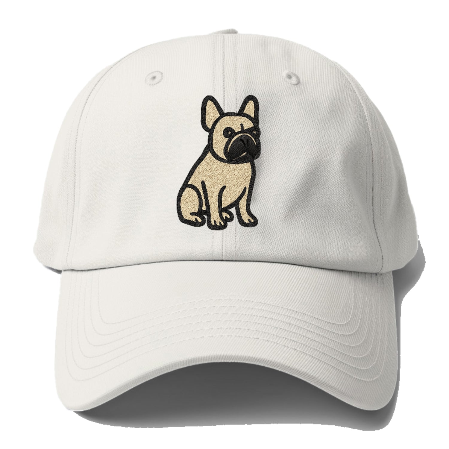 French Bulldog Fawn Colored Clean Sitting Pose Baseball Cap For Big Heads - Off White