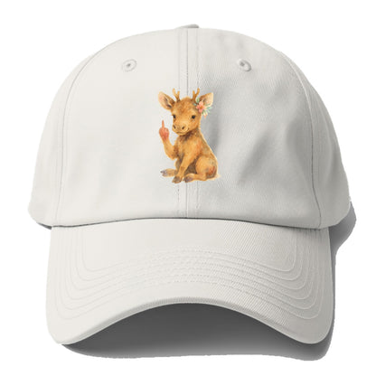 baby moose with adorable tiny antlers, one hoof raised in attitude - Baseball Cap - Off White