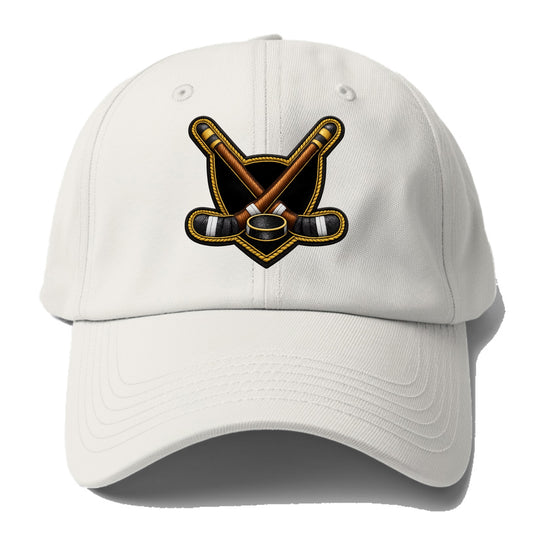 Embroidered patch design - HOCKEY CROSSED STICKS - ice hockey sticks - Baseball Cap For Big Heads - Off White