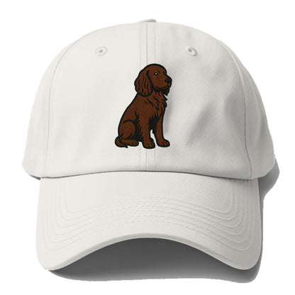 Field Spaniel - Liver colored embroidered sitting design - Baseball Cap - Off White