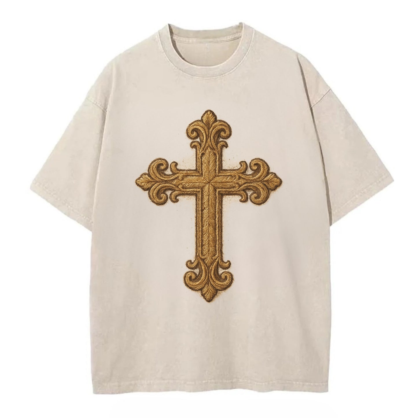 Baroque Cross  - Vintage T-shirt - Off White