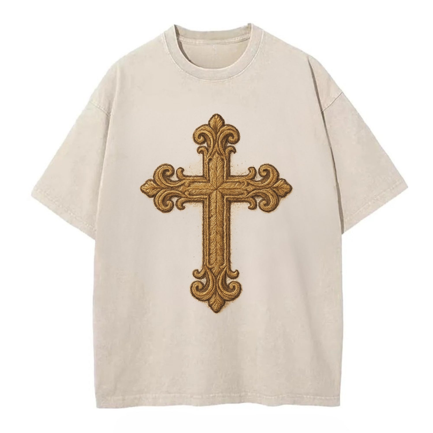 Baroque Cross  - Vintage T-shirt - Off White
