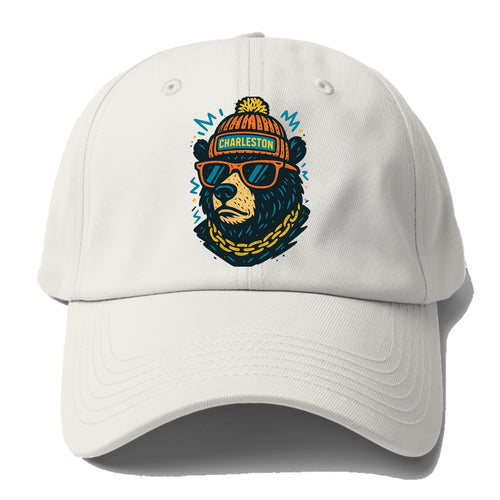 West Virginia Black Bear wearing Charleston beanie with pom pom and - Baseball Cap For Big Heads