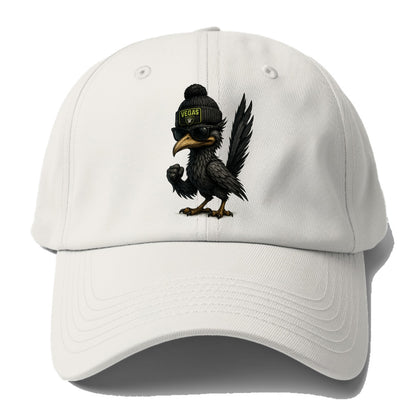 Vegas Roadrunner wearing Raiders beanie with neon patch and wayfarer - Baseball Cap For Big Heads - Off White