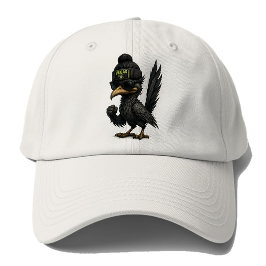 Vegas Roadrunner wearing Raiders beanie with neon patch and wayfarer - Baseball Cap For Big Heads - Off White