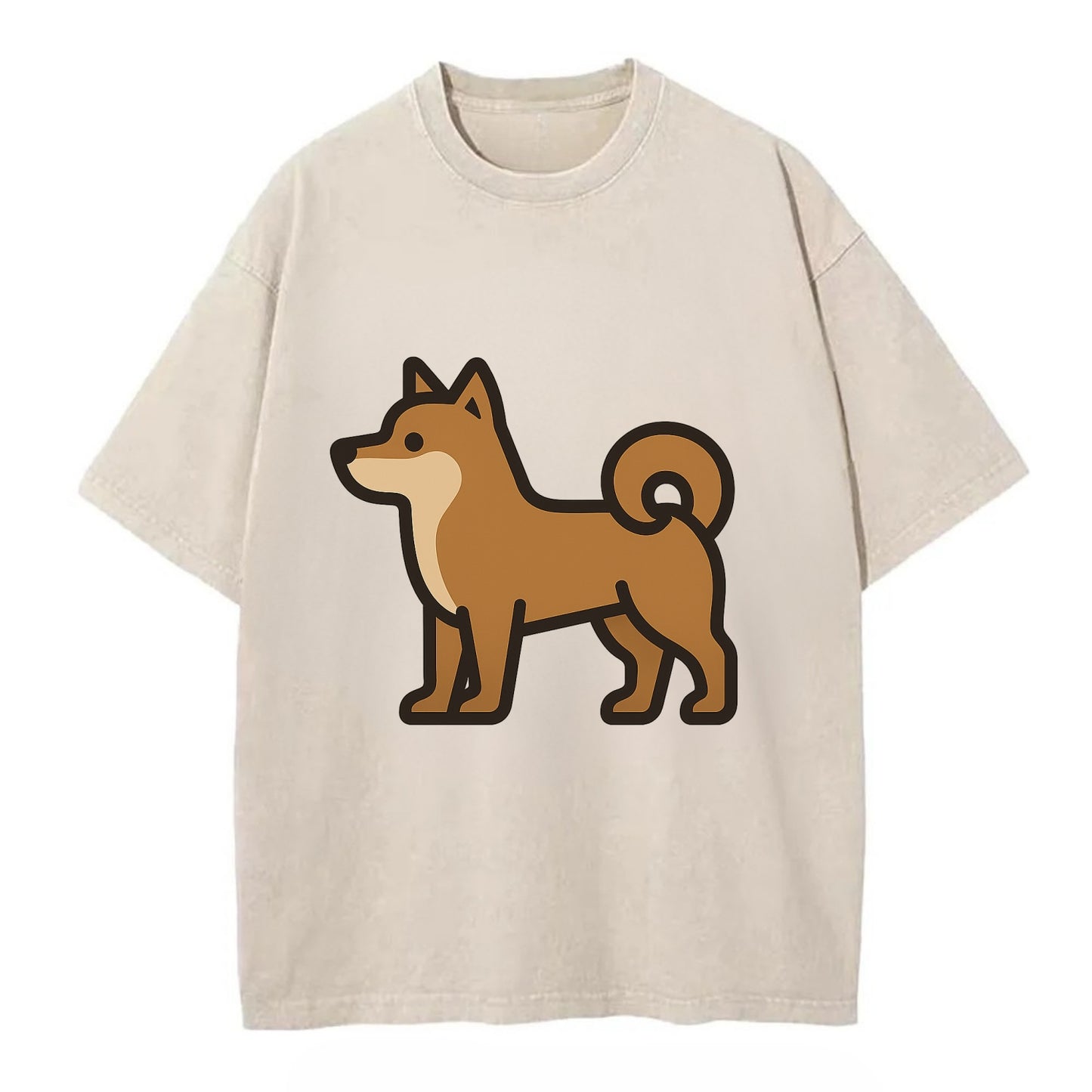 Shiba Inu - Red sesame flat side profile - Vintage T-shirt - Off White