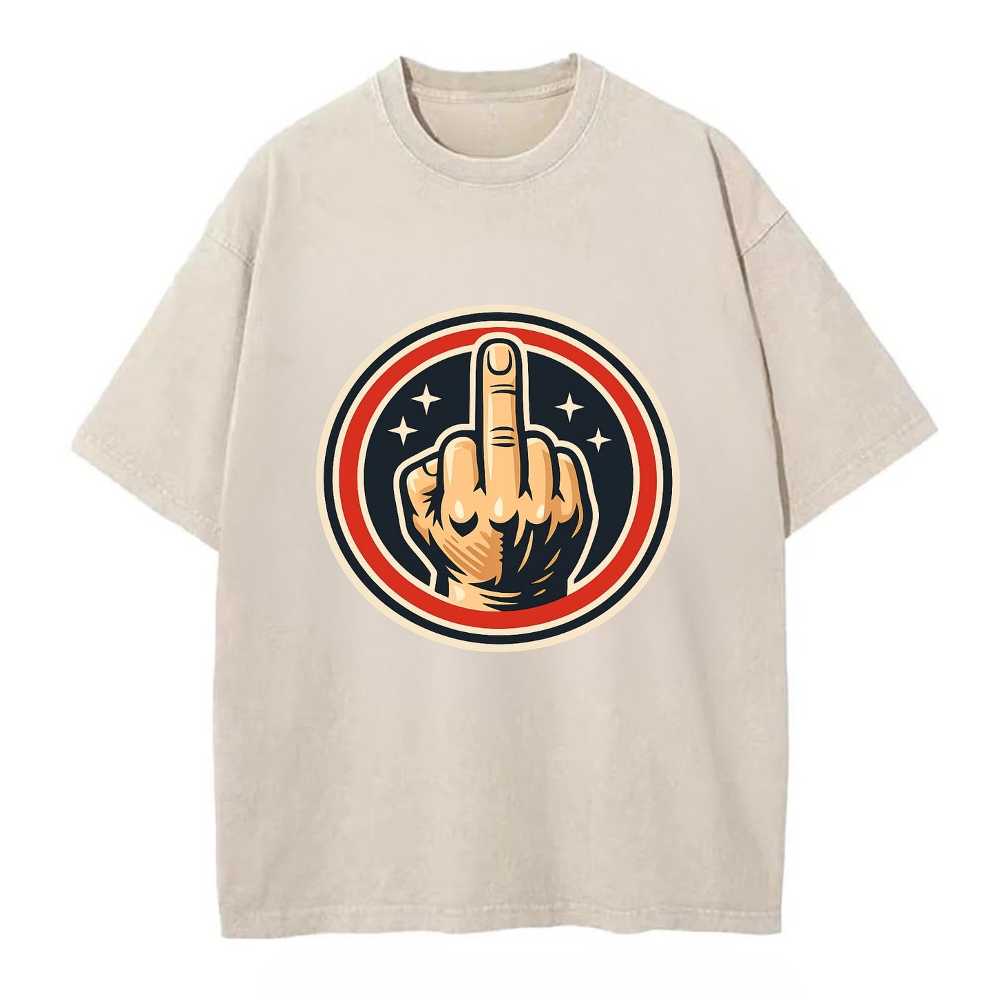 Defiant Spirit Emblem - Vintage T-shirt - Off White