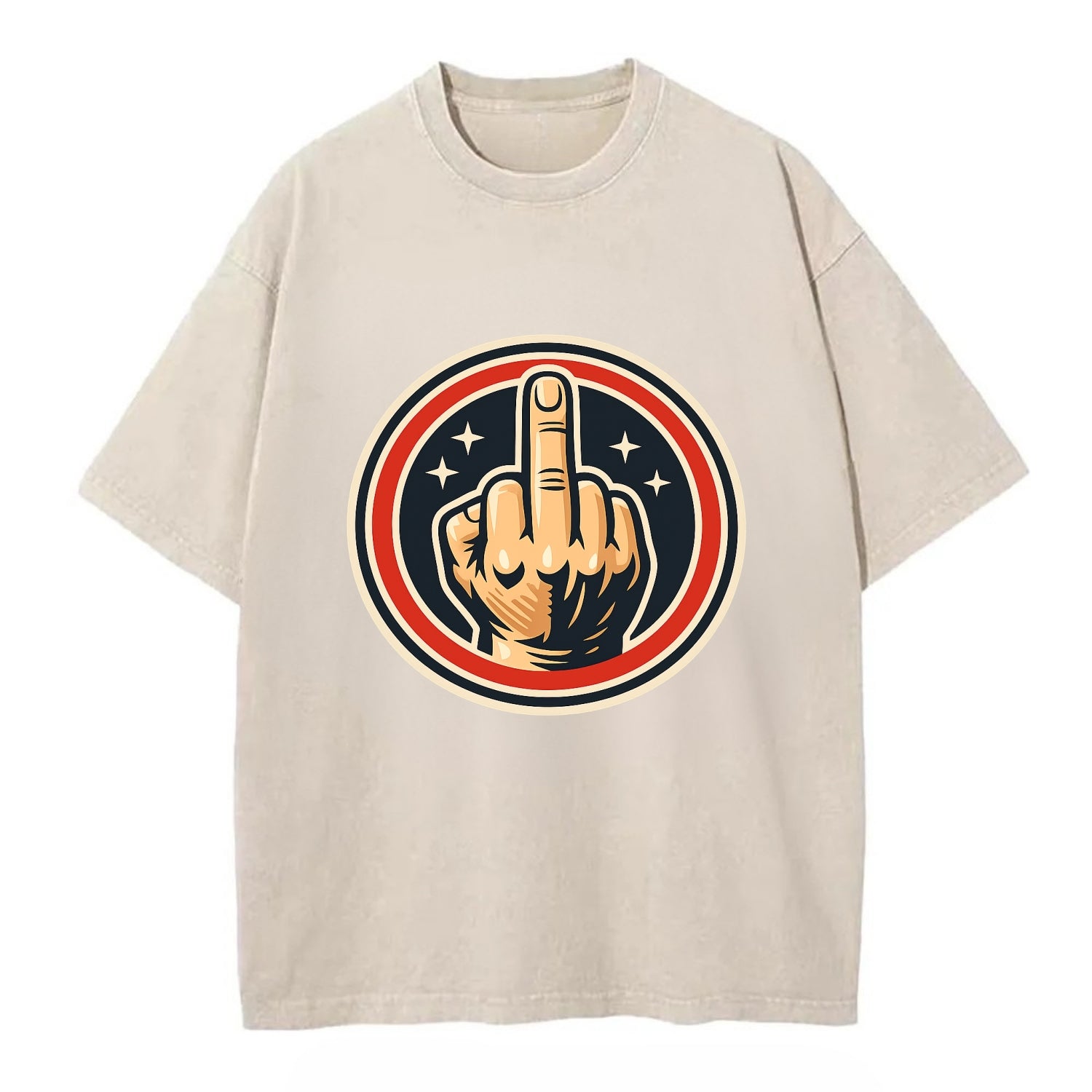 Defiant Spirit Emblem - Vintage T-shirt - Off White