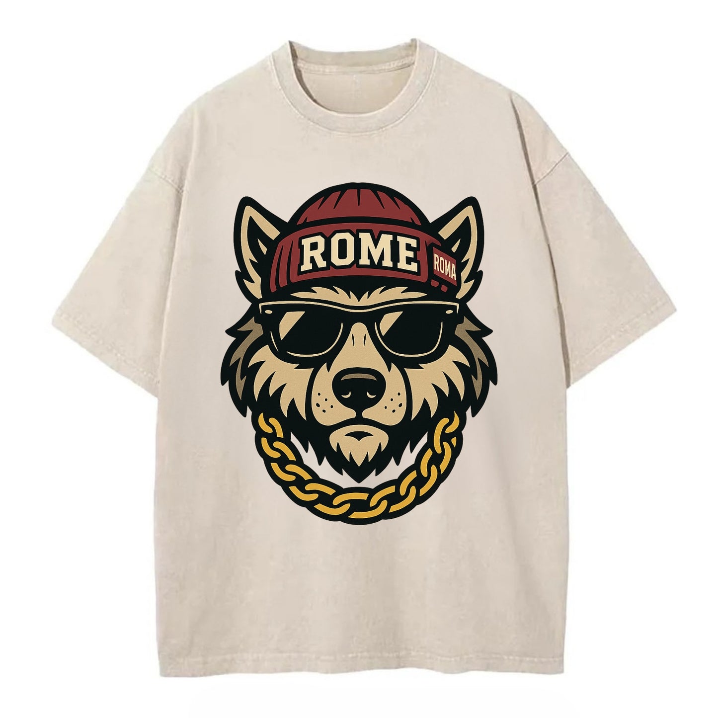 Rome Wolf - Vintage T-shirt - Off White