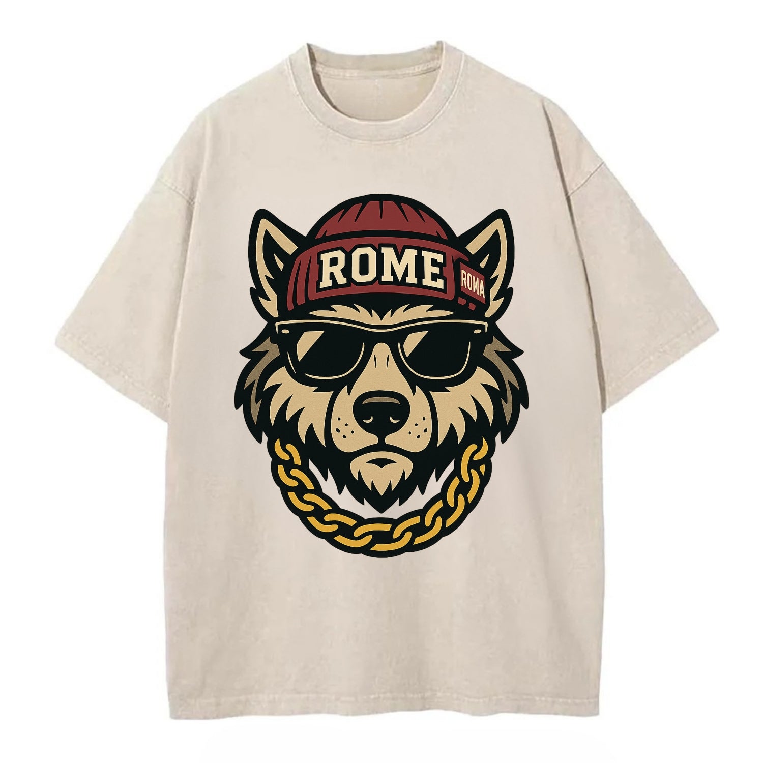 Rome Wolf - Vintage T-shirt - Off White
