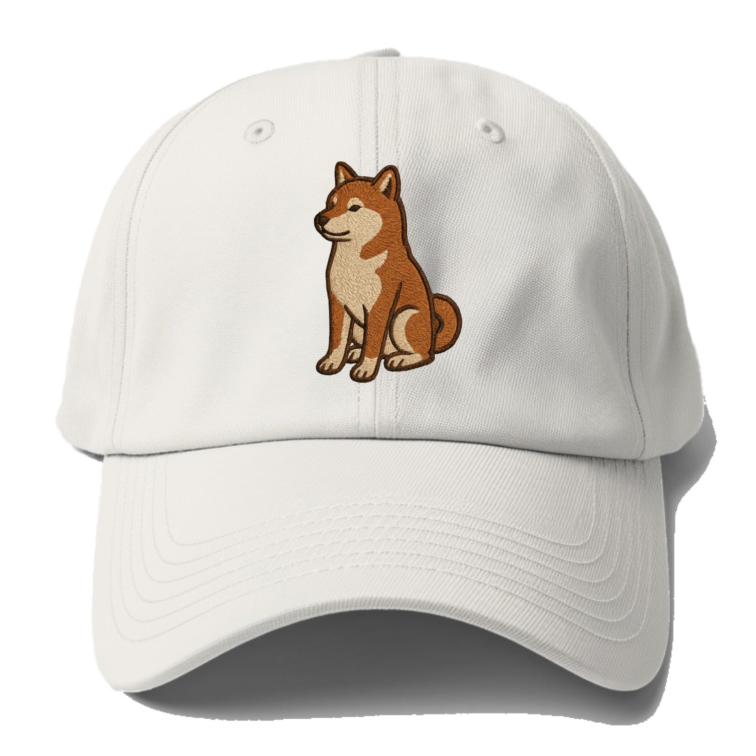 Shiba Inu - Red sesame embroidered sitti Baseball Cap - Off White