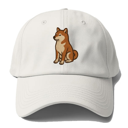 Shiba Inu - Red sesame embroidered sitti Baseball Cap - Off White