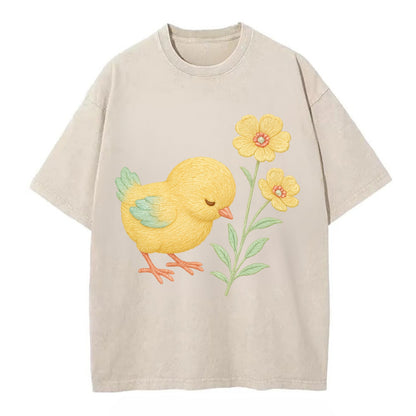 Yellow Chick - Vintage T-shirt - Off White