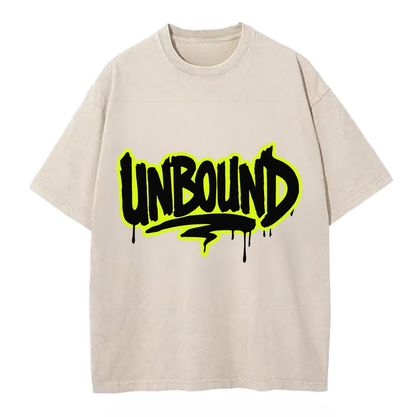 Bold typography design - "UNBOUND" - without limits, free from constraints - Vintage T-shirt - Off White