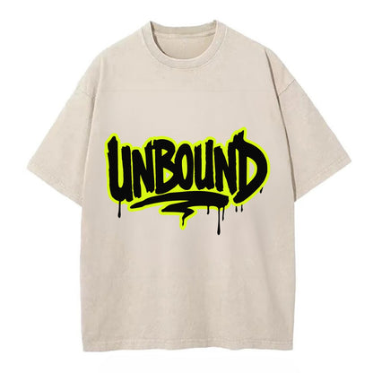 Bold typography design - "UNBOUND" - without limits, free from constraints - Vintage T-shirt - Off White