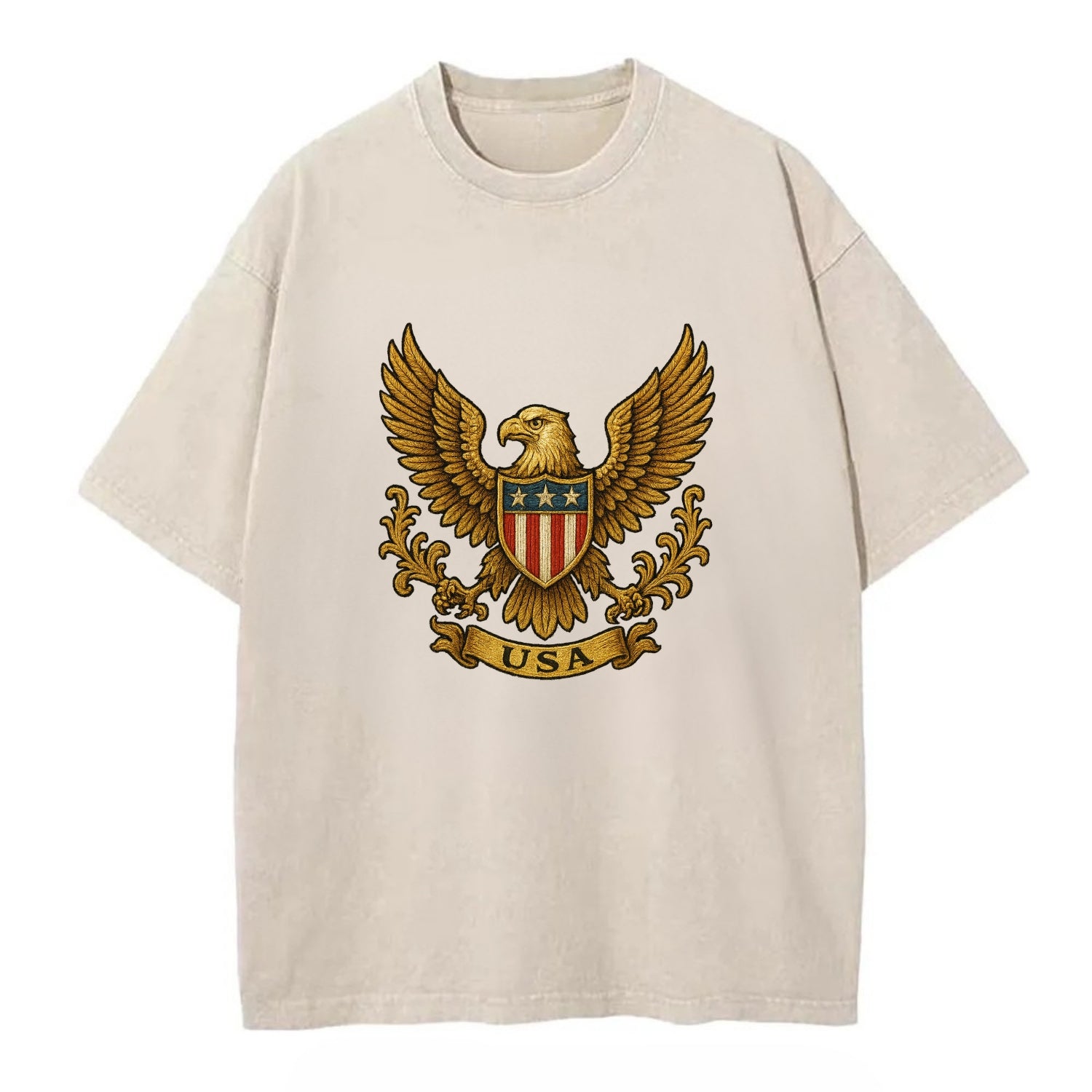 Usa Heritage Eagle 3 - Vintage T-shirt - Off White