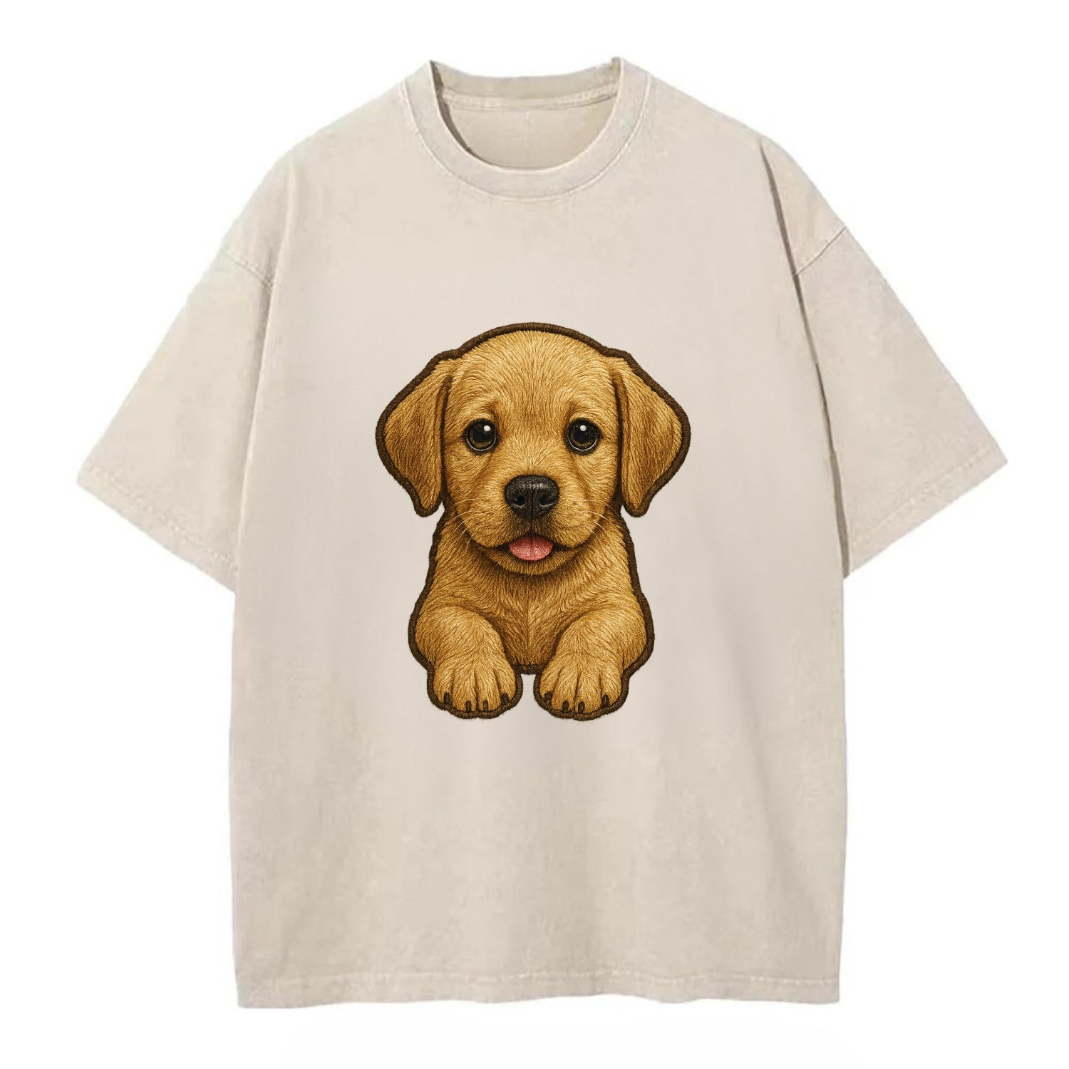 Baby Labrador Retriever Puppy - yellow/black/chocolate, soulful eyes, soft ears, - Vintage T-shirt - Off White
