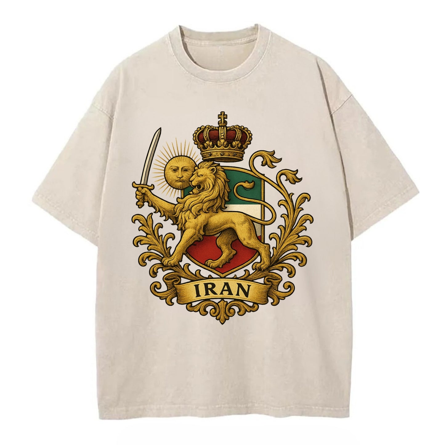 Royal Iran Coat Of Arms - Vintage T-shirt - Off White