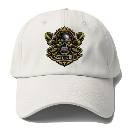 Embroidered patch design - SKATEBOARD SKULL - skull with skateboard in black and - Baseball Cap - Off White