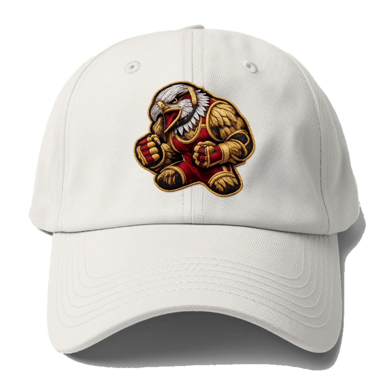 Embroidered patch design - WRESTLING EAGLE - fierce eagle with wrestling singlet in - Baseball Cap - Off White