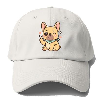 French Bulldog sitting with bat ears up, strong paw with sass - Baseball Cap - Off White