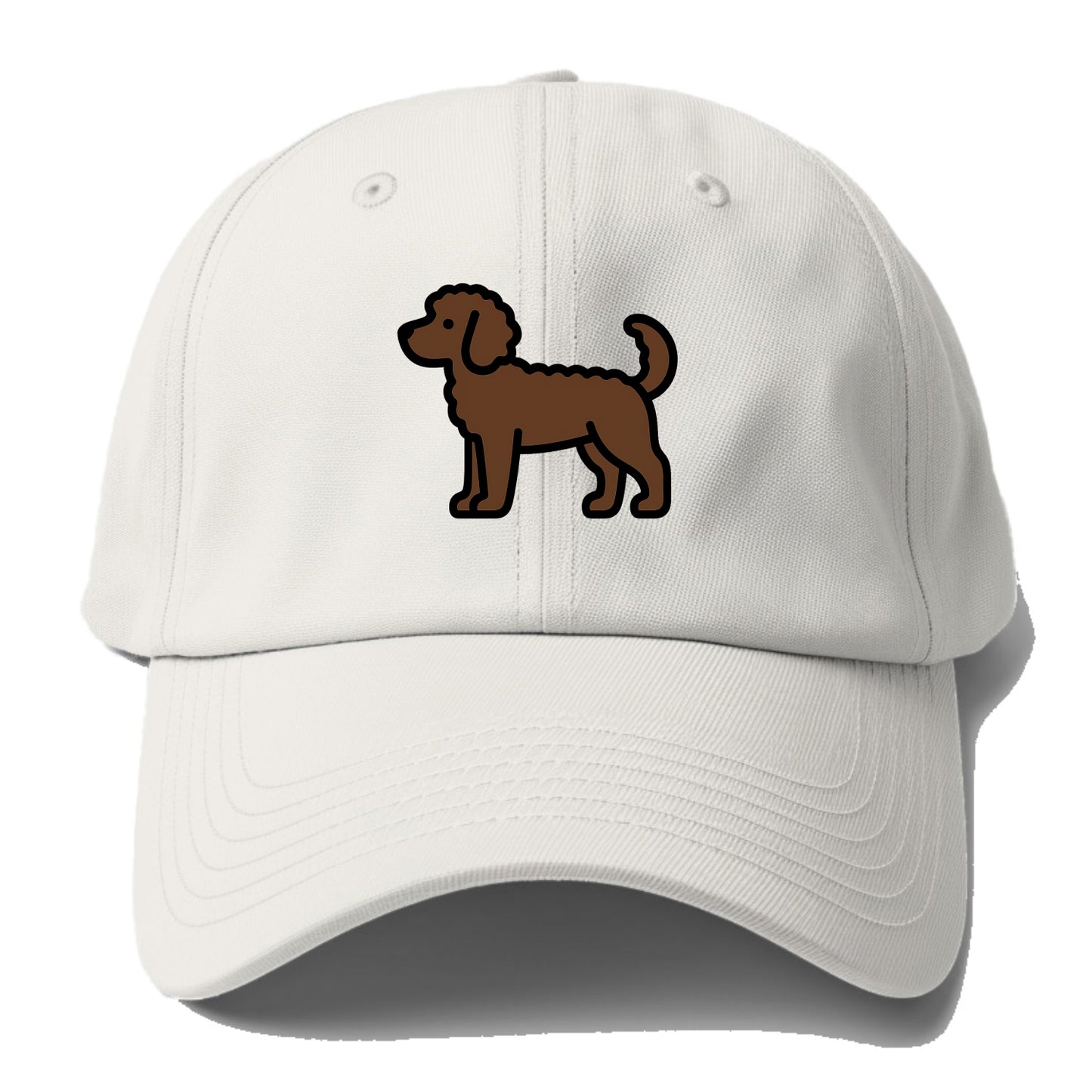 Labradoodle - Chocolate curly flat side profile - Baseball Cap - Off White