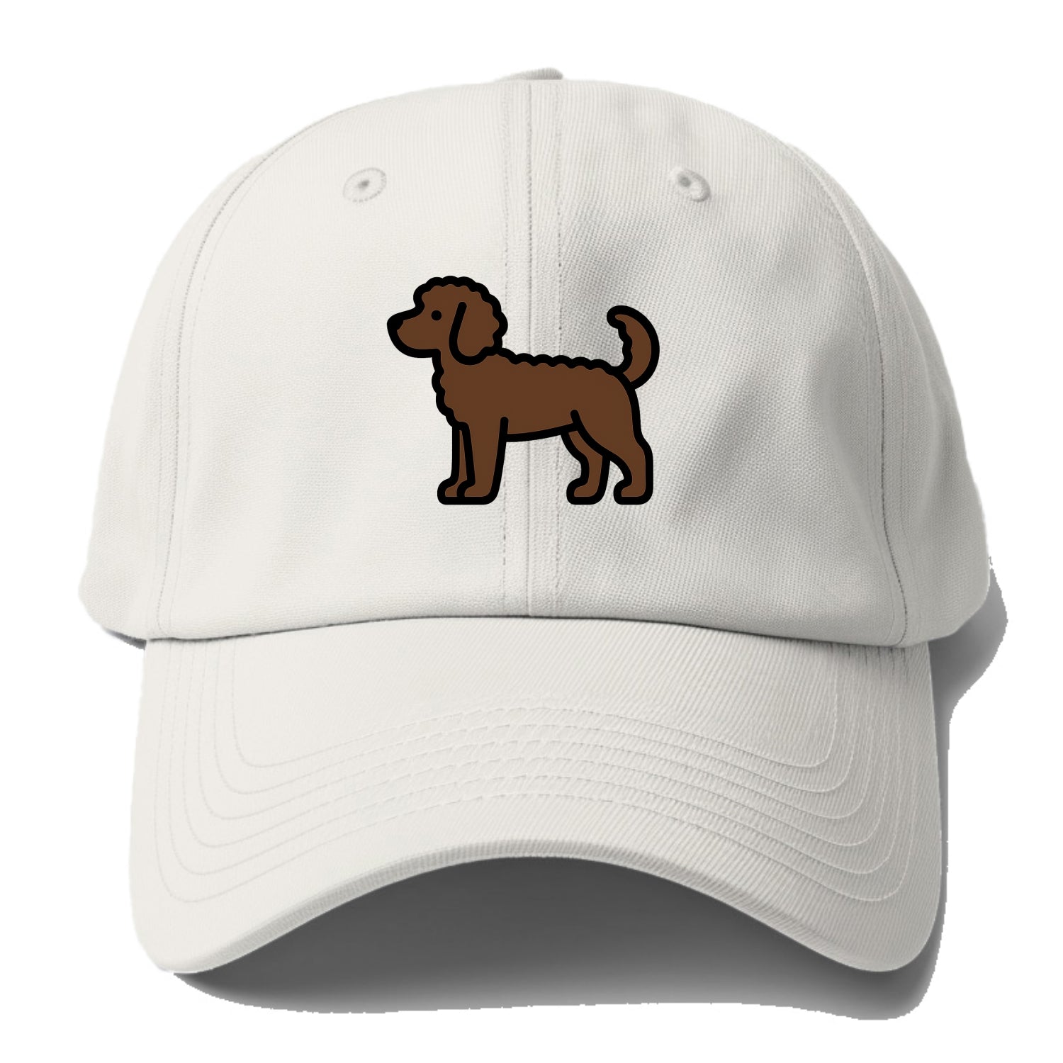 Labradoodle - Chocolate curly flat side profile - Baseball Cap - Off White