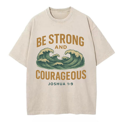 Joshua 1:9 Ocean - Vintage T-shirt - Off White