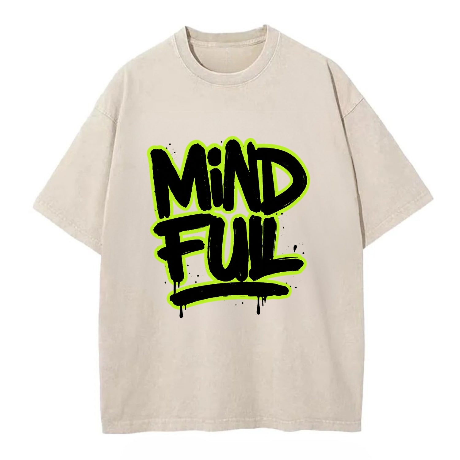 Bold typography design - "MINDFUL" - present awareness, conscious living - Vintage T-shirt - Off White