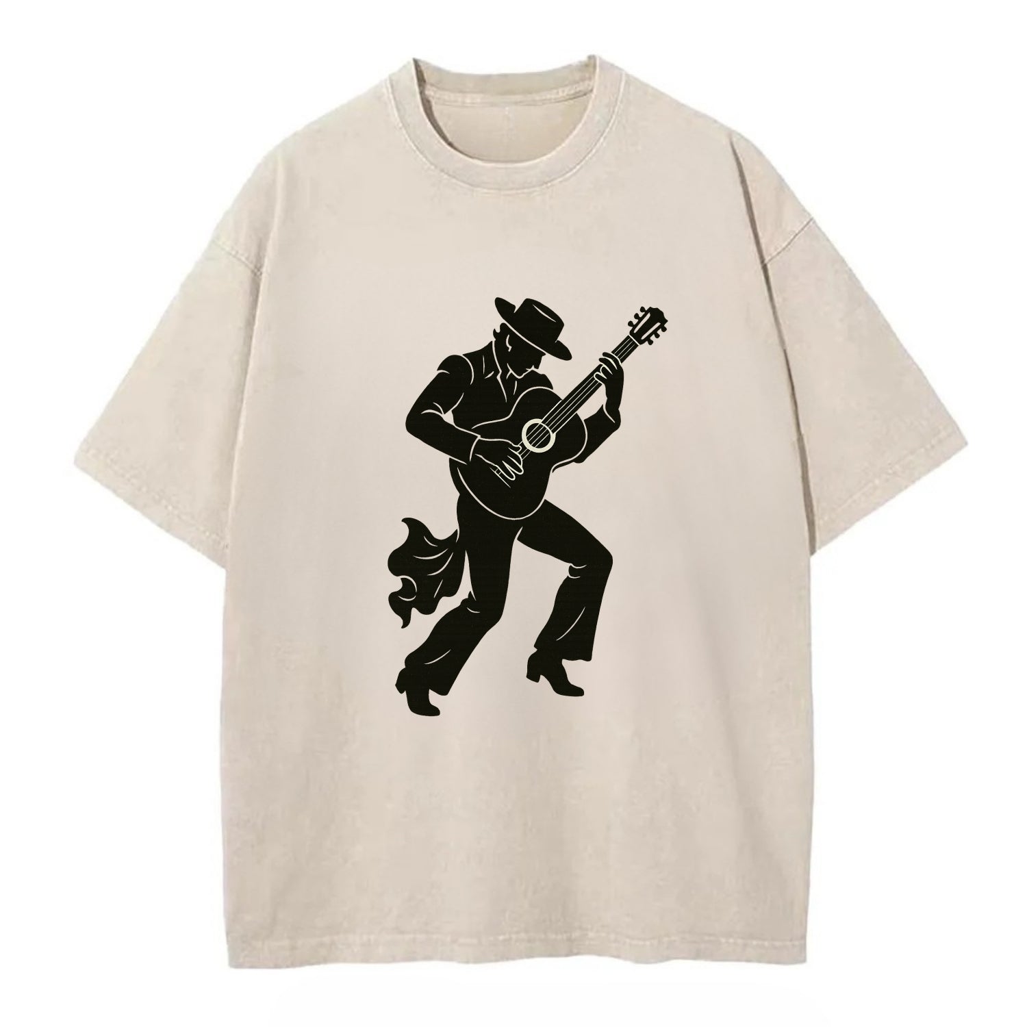 Flamenco guitarist dramatic pose - Vintage T-shirt - Off White