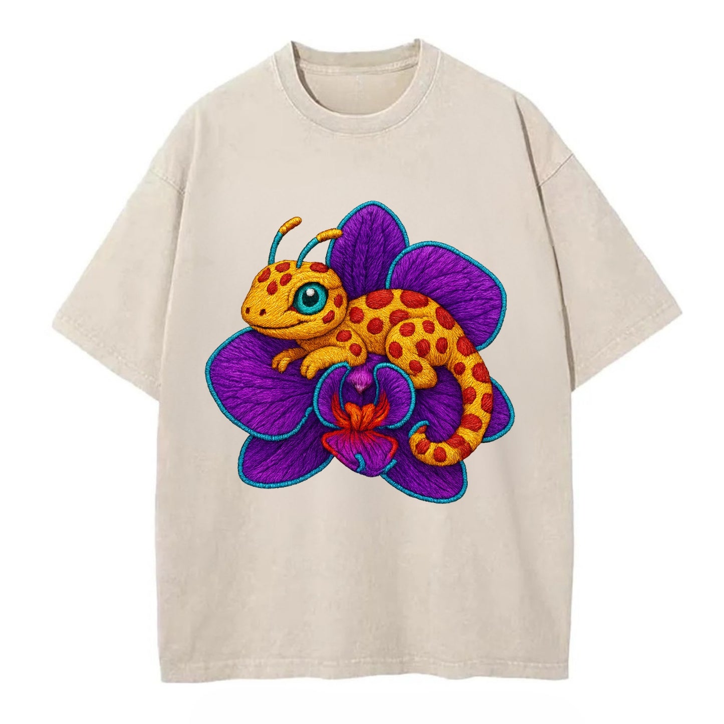 Leopard Orchid - Vintage T-shirt - Off White