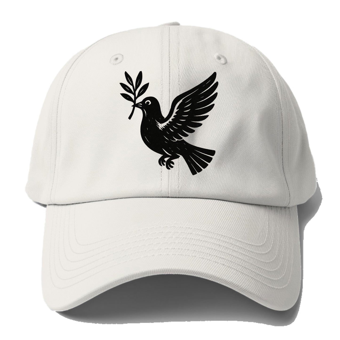 Dove carrying olive branch - peace movement ink painting - Baseball Cap - Off White
