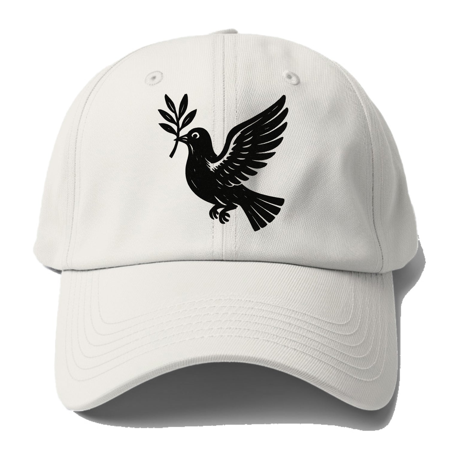 Dove carrying olive branch - peace movement ink painting - Baseball Cap - Off White