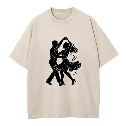 Salsa dancers spinning turn - Vintage T-shirt - Off White
