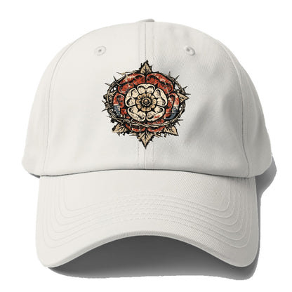 THORNED ROSE | Tudor rose with thorns | Barbed wire integration | - Baseball Cap For Big Heads - Off White