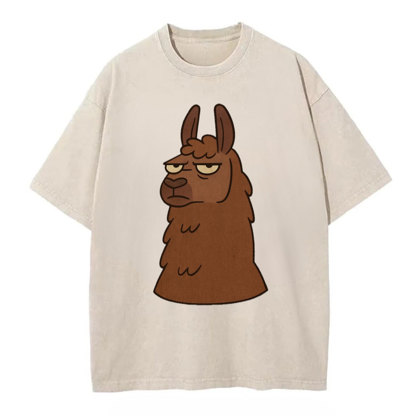 The Llama Judging Silently - Vintage T-shirt - Off White