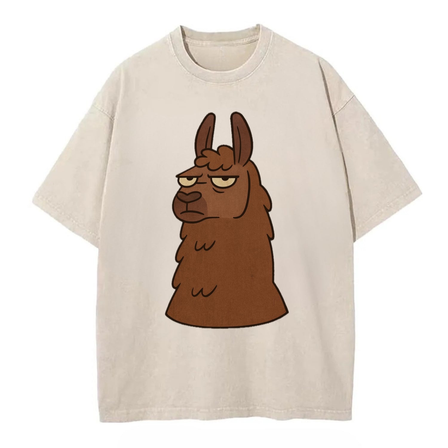 The Llama Judging Silently - Vintage T-shirt - Off White
