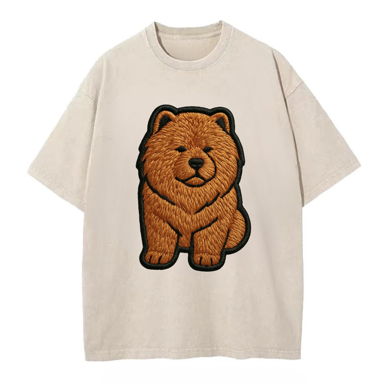Chow Chow - Trendy lion-mane design with - Vintage T-shirt - Off White
