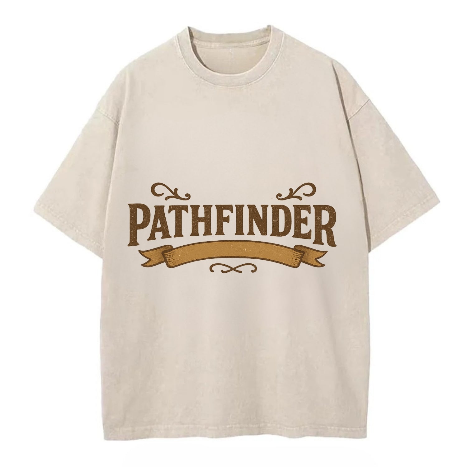 Bold typography design - "PATHFINDER" - finding the way, leading others - Vintage T-shirt - Off White