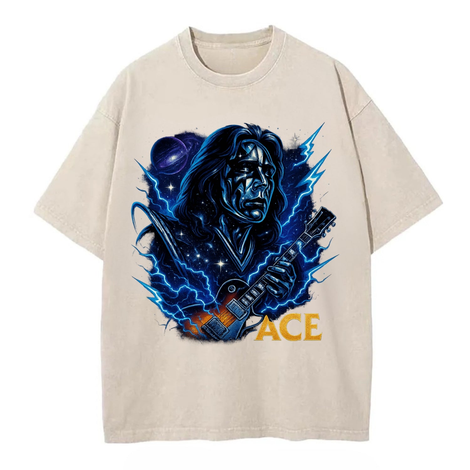Cosmic Chrome Portrait - Vintage T-shirt - Off White