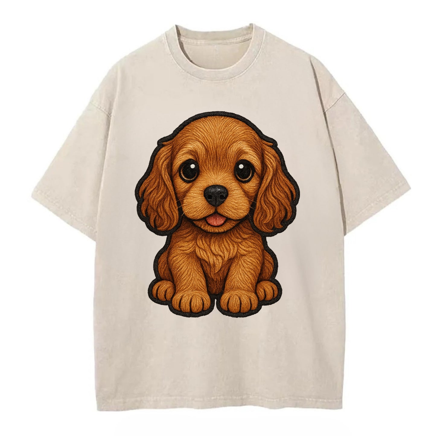 Baby Cocker Spaniel Puppy - long wavy ears, soulful eyes, silky coat, - Vintage T-shirt - Off White