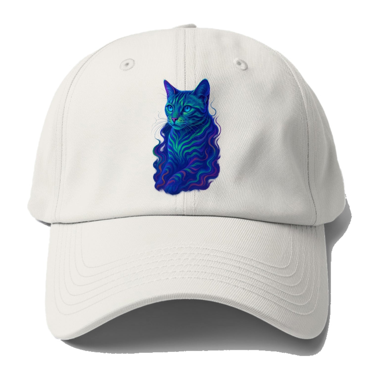 Exotic Bengal cat with aurora borealis colors flowing through its - Baseball Cap For Big Heads - Off White