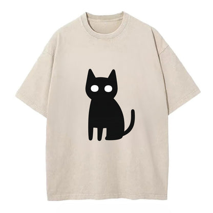 YOU MUST EMBRACE THE VOID | Black cat st - Vintage T-shirt - Off White