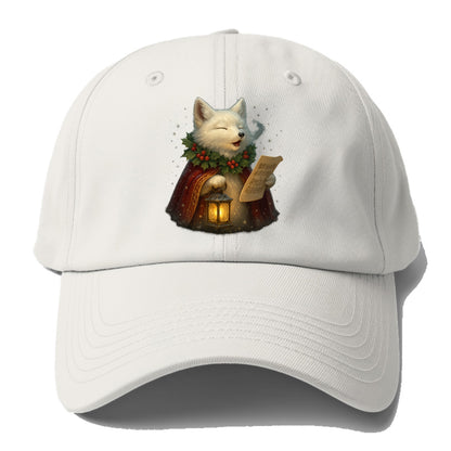 Snowbound Arctic Fox Caroler  - Baseball Cap - Off White