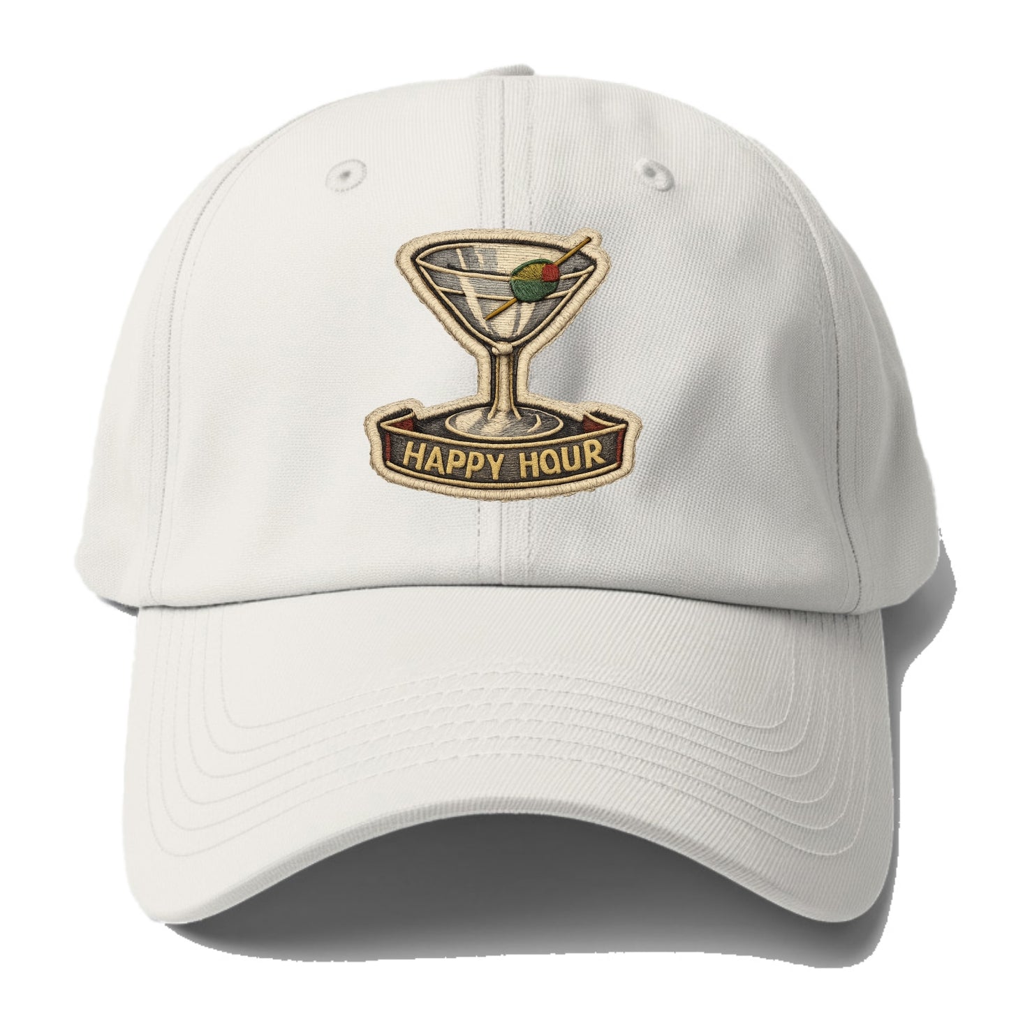 COCKTAIL MARTINI - martini glass with olive in silver and green , - Baseball Cap For Big Heads - Off White