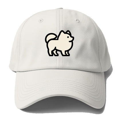 Pomeranian - Modern tiny fluffy logo wit - Baseball Cap For Big Heads - Off White
