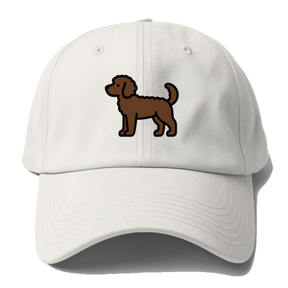 Labradoodle - Chocolate curly flat side profile - Baseball Cap For Big Heads - Off White