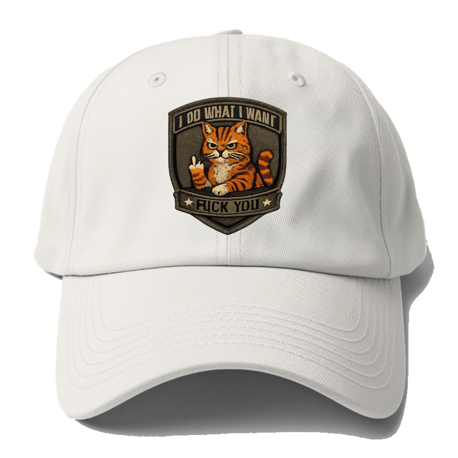 I DO WHAT I WANT CAT - sassy cat in orange , feline attitude - Baseball Cap - Off White