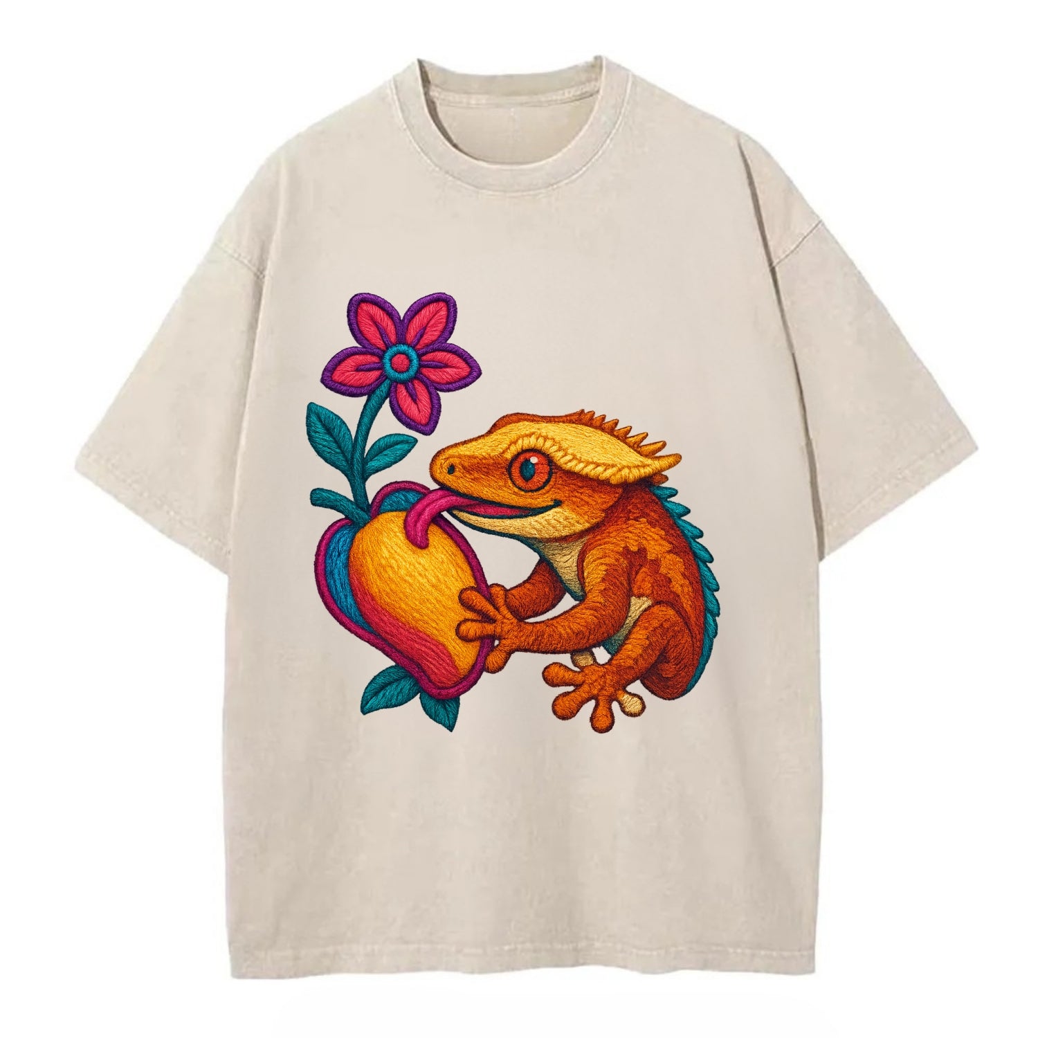 Crested Gecko - Vintage T-shirt - Off White