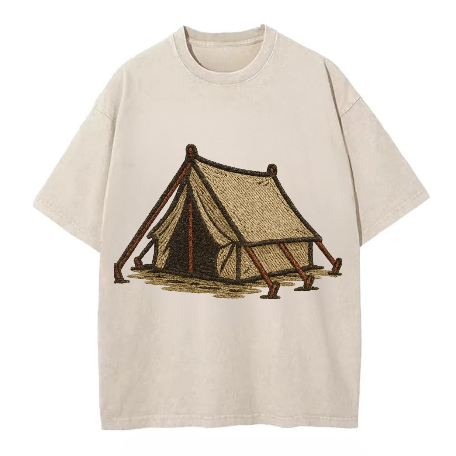 Camping Tent  - Vintage T-shirt - Off White